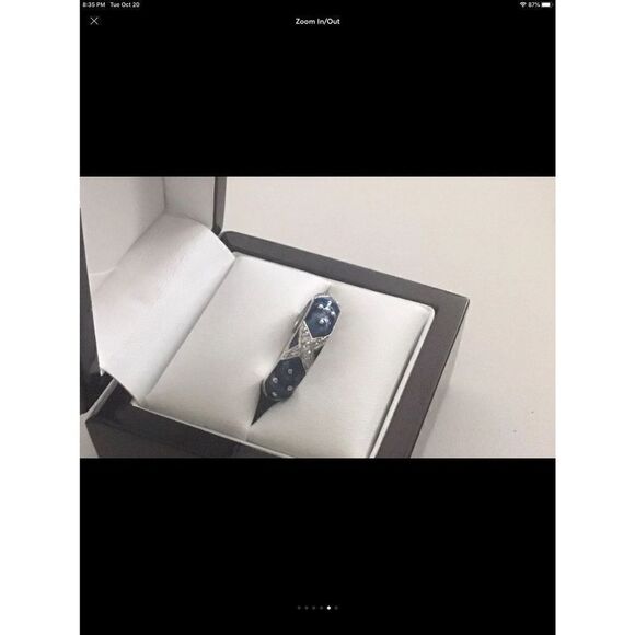 Trendy New Blue Enamel & CZ "X" Stack Band Ring Sz 8 - Picture 5 of 6